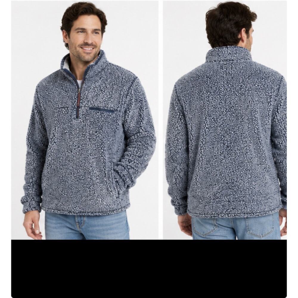 Oak Hall True Grit Sherpa Pullover Quarter Zip Fleece Blue Men’s L